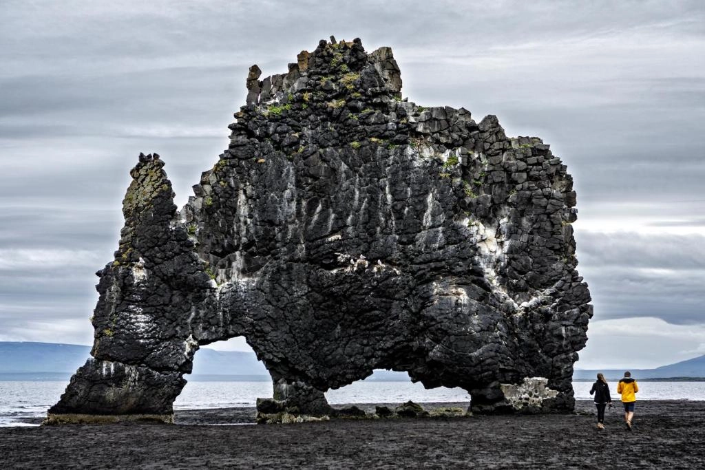 Hvítserkur sea stack on the Vatnsnes Peninsula near Ósar Hostel